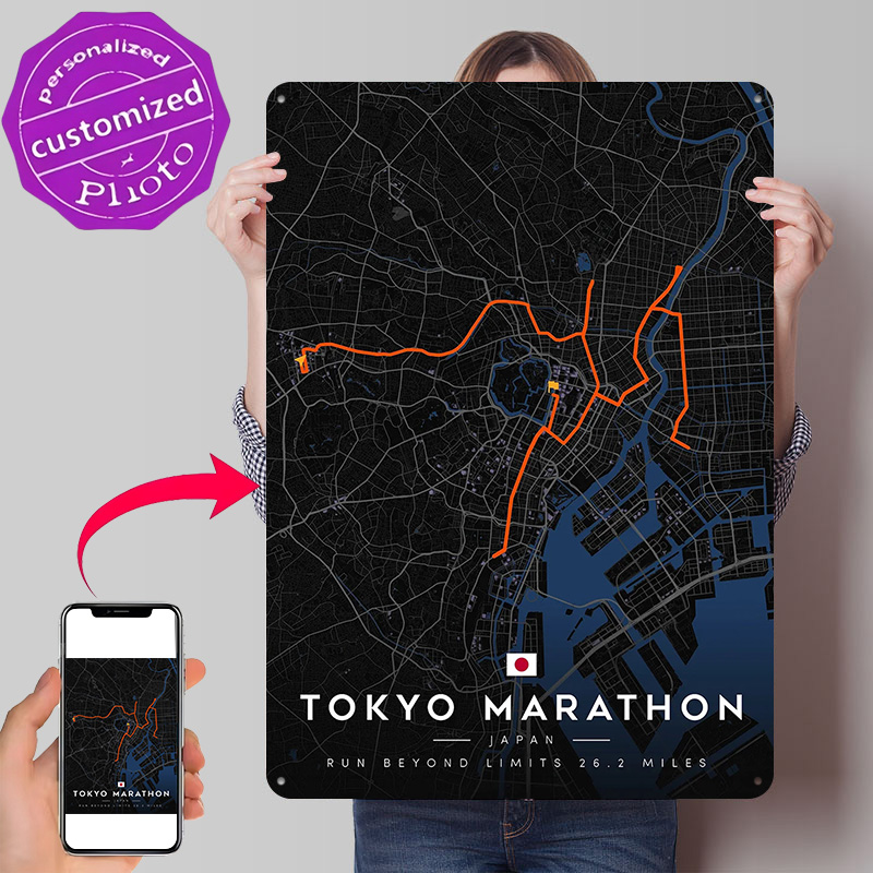 Tokyo Marathon Route Map 3D Te - Custom Map Poster ulasan dan harga