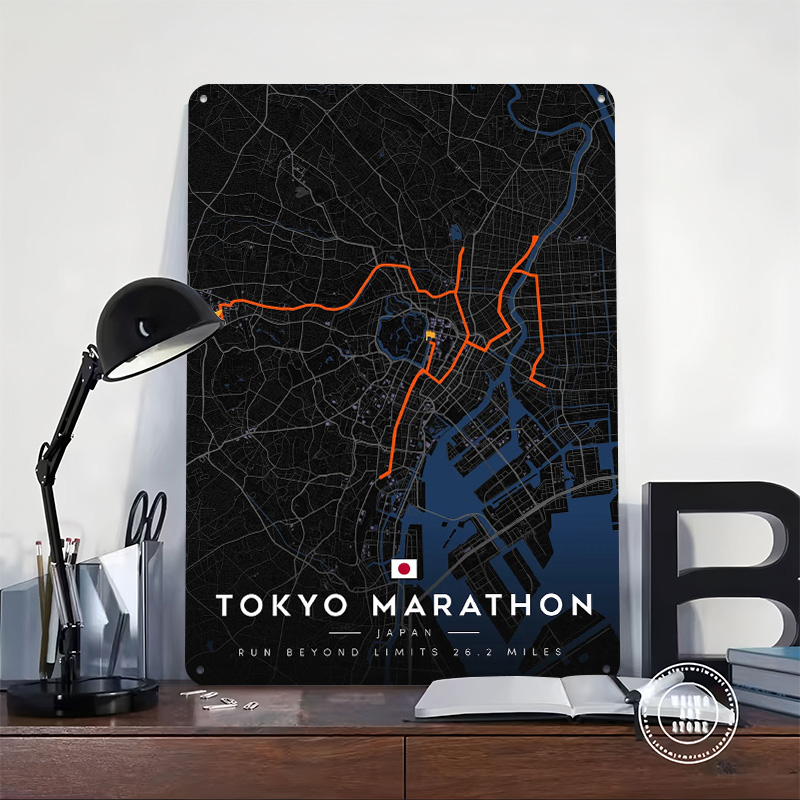 Tokyo Marathon Route Map 3D Te - Custom Map Poster ulasan dan harga