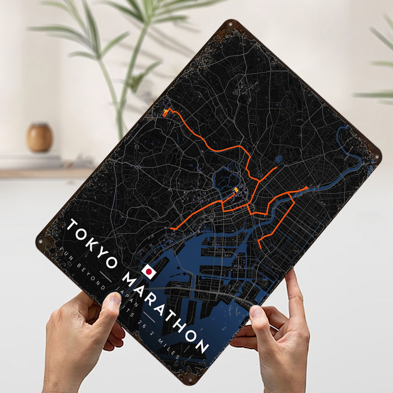 Tokyo Marathon Route Map 3D Te - Custom Map Poster ulasan dan harga