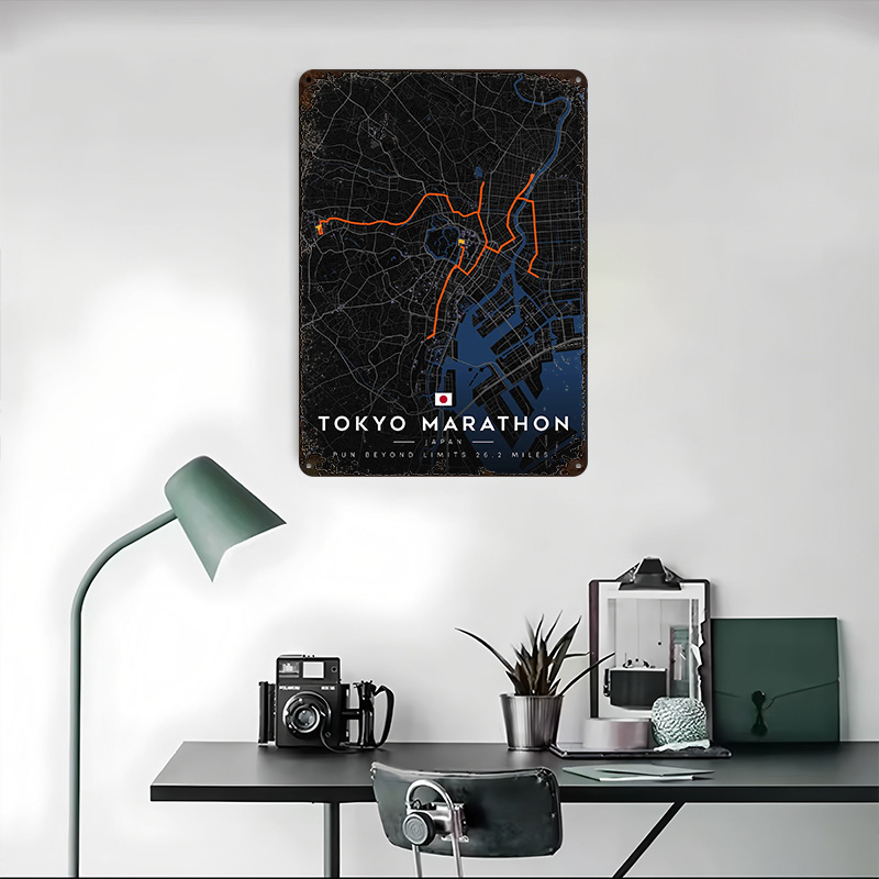 Tokyo Marathon Route Map 3D Te - Custom Map Poster ulasan dan harga