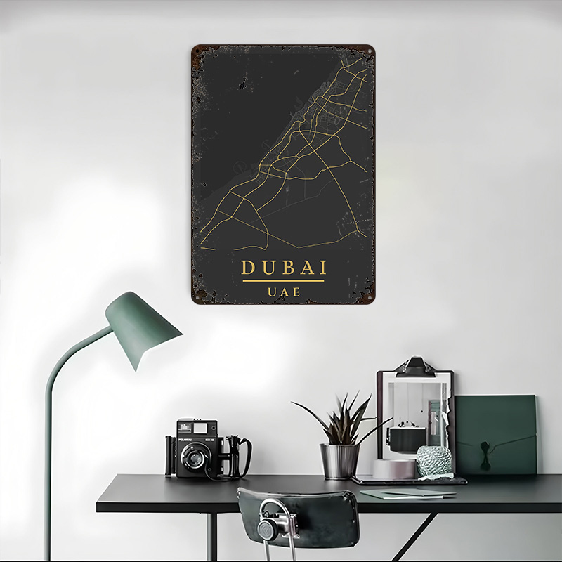 Dubai UAE Map Art Printed Post - Custom Map Poster ulasan dan harga